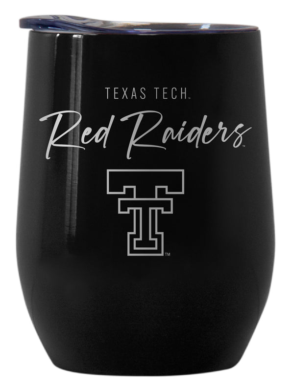 Texas Tech Red Raiders Officially Licensed 12 oz Engraved Insulated Wine Stainless Steel Tumbler Black