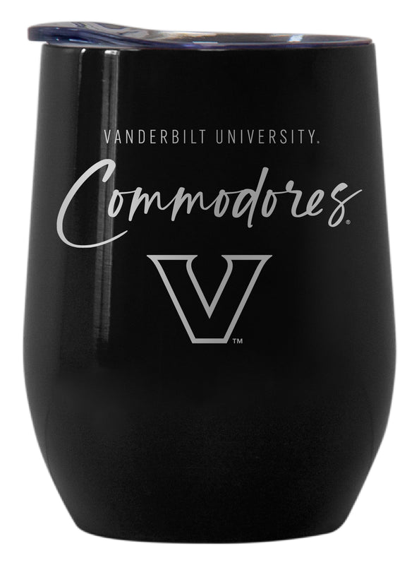 Vanderbilt University Officially Licensed 12 oz Engraved Insulated Wine Stainless Steel Tumbler Black