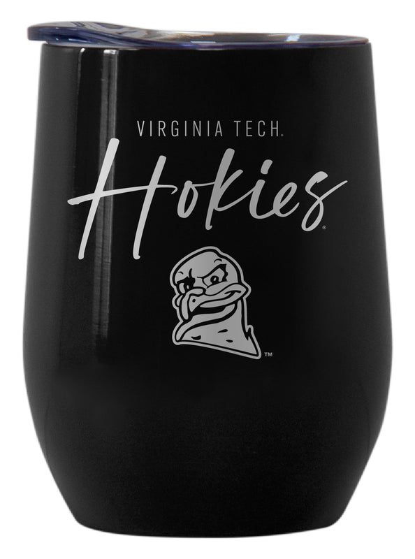 Virginia Tech Hokies Officially Licensed 12 oz Engraved Insulated Wine Stainless Steel Tumbler Black
