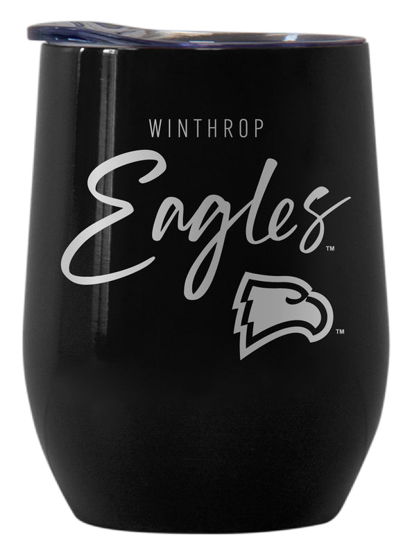 Winthrop University Officially Licensed 12 oz Engraved Insulated Wine Stainless Steel Tumbler Black