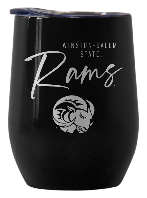 Winston-Salem State Officially Licensed 12 oz Engraved Insulated Wine Stainless Steel Tumbler Black