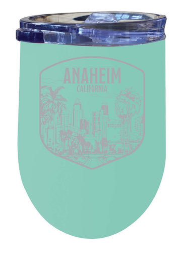Anaheim California Souvenir 12 oz Engraved Insulated Wine Stainless Steel Tumbler Seafoam Single Unit