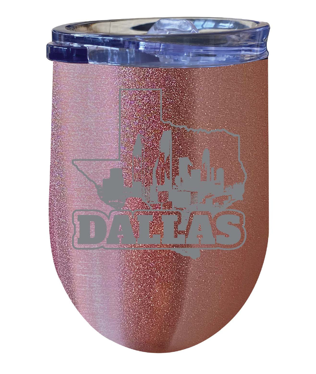 Dallas Texas Souvenir 12 oz Engraved Insulated Wine Stainless Steel Tumbler Rose Gold 2-Pack
