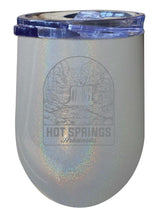 Load image into Gallery viewer, Hot Springs Arkansas Souvenir 12 oz Engraved Insulated Wine Stainless Steel Tumbler Rainbow Glitter Gray Single Unit
