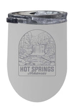 Load image into Gallery viewer, Hot Springs Arkansas Souvenir 12 oz Engraved Insulated Wine Stainless Steel Tumbler Rainbow Glitter Gray
