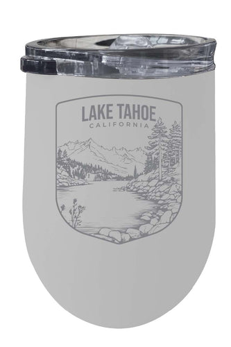 Lake Tahoe California Souvenir 12 oz Engraved Insulated Wine Stainless Steel Tumbler White Single Unit