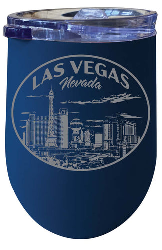 Las Vegas Nevada Souvenir 12 oz Engraved Insulated Wine Stainless Steel Tumbler Navy Single Unit