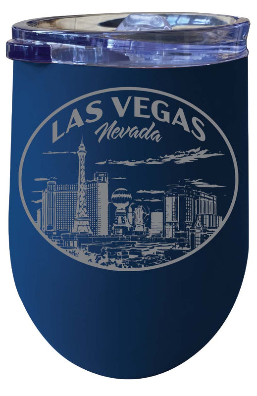 Las Vegas Nevada Souvenir 12 oz Engraved Insulated Wine Stainless Steel Tumbler Navy Single Unit