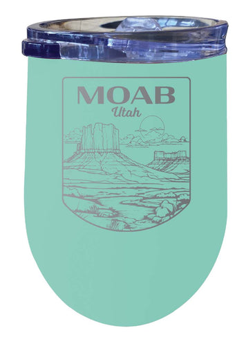 Moab Utah Souvenir 12 oz Engraved Insulated Wine Stainless Steel Tumbler Seafoam 4-Pack