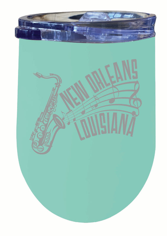 New Orleans Louisiana Souvenir 12 oz Engraved Insulated Wine Stainless Steel Tumbler Seafoam 4-Pack