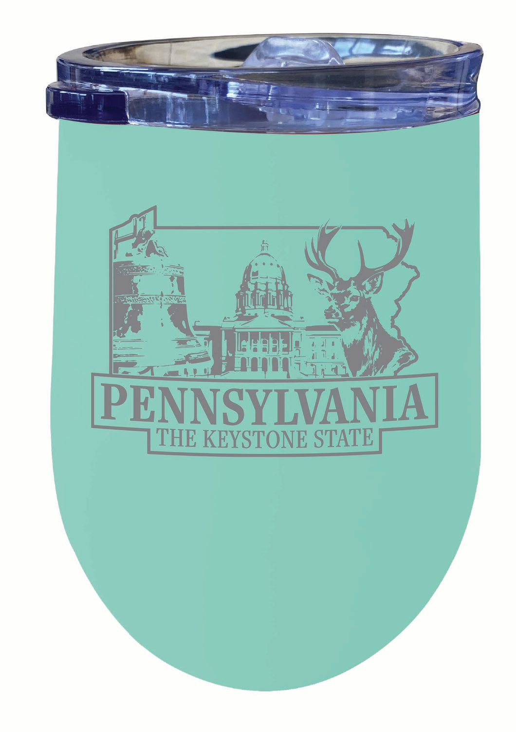 Pennsylvania Souvenir 12 oz Engraved Insulated Wine Stainless Steel Tumbler Seafoam 2-Pack