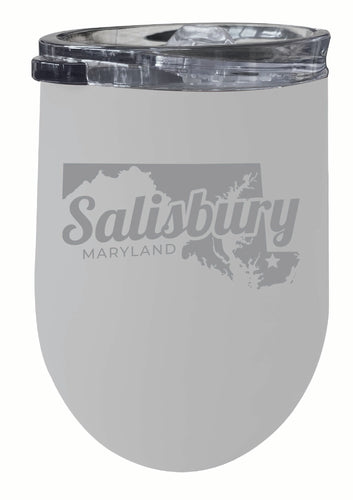 Salisbury Maryland Souvenir 12 oz Engraved Insulated Wine Stainless Steel Tumbler White 2-Pack