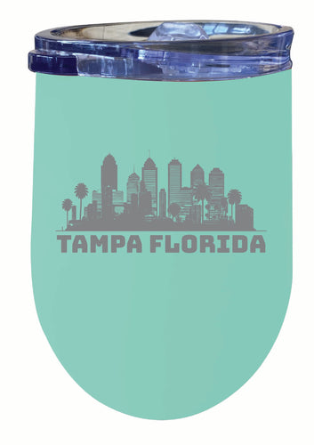 Tampa Florida Souvenir 12 oz Engraved Insulated Wine Stainless Steel Tumbler Seafoam Single Unit
