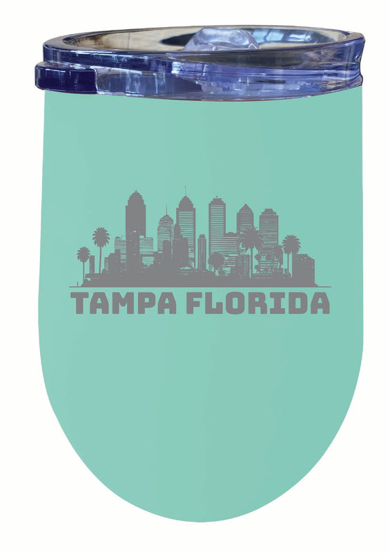Tampa Florida Souvenir 12 oz Engraved Insulated Wine Stainless Steel Tumbler Seafoam Single Unit
