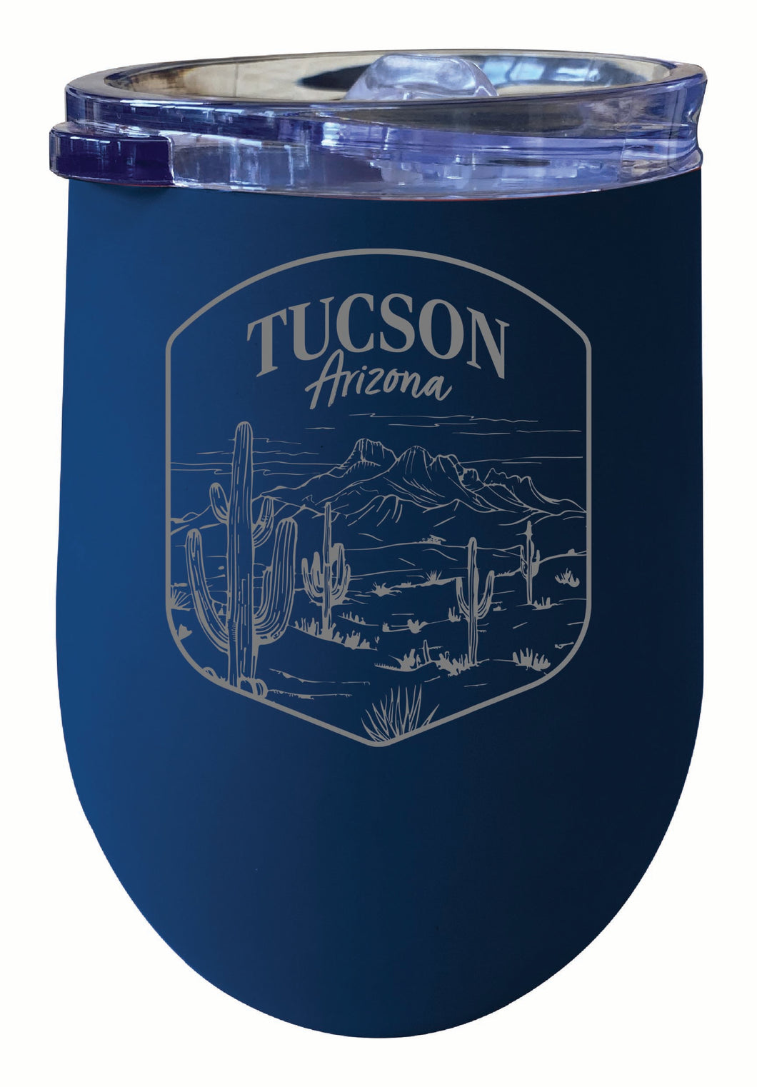 Tucson Arizona Souvenir 12 oz Engraved Insulated Wine Stainless Steel Tumbler Navy 4-Pack