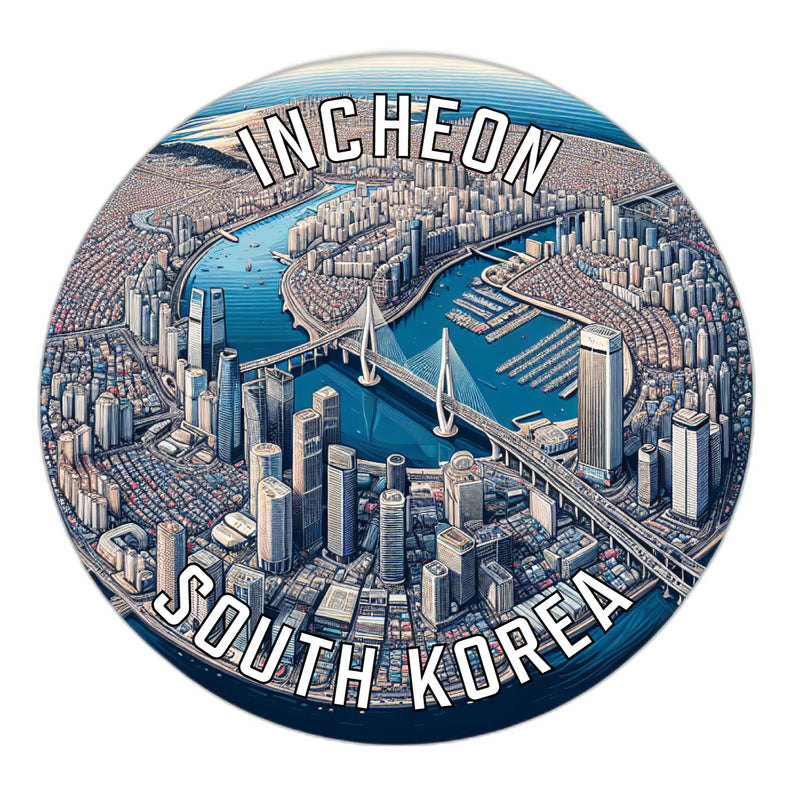 Incheon Korea South Souvenir Die Cut Flat Magnet 6-Inch