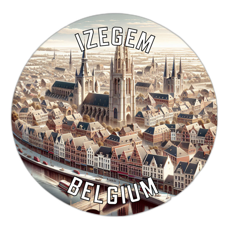 Izegem Belgium Souvenir Die Cut Flat Magnet 6-Inch