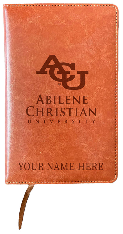 Abilene Christian University Customizable Engraved 8" x 5" Leather Journal Officially Licensed