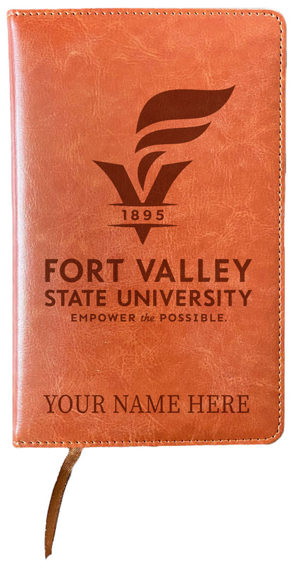 Fort Valley State University Customizable Engraved 8" x 5" Leather Journal Officially Licensed