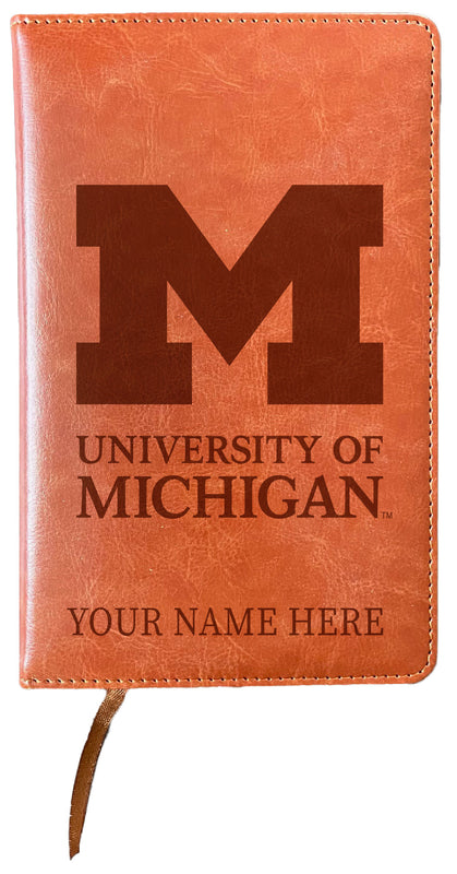 Michigan Wolverines Customizable Engraved 8" x 5" Leather Journal Officially Licensed