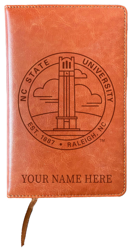 NC State Wolfpack Customizable Engraved 8" x 5" Leather Journal Officially Licensed