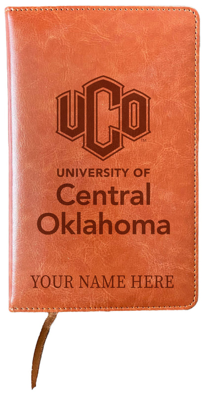 University of Central Oklahoma Bronchos Customizable Engraved 8" x 5" Leather Journal Officially Licensed