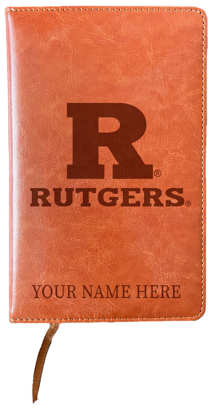 Rutgers Scarlet Knights Customizable Engraved 8" x 5" Leather Journal Officially Licensed