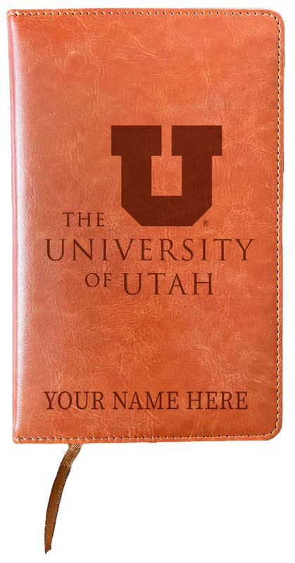 Utah Utes Customizable Engraved 8" x 5" Leather Journal Officially Licensed
