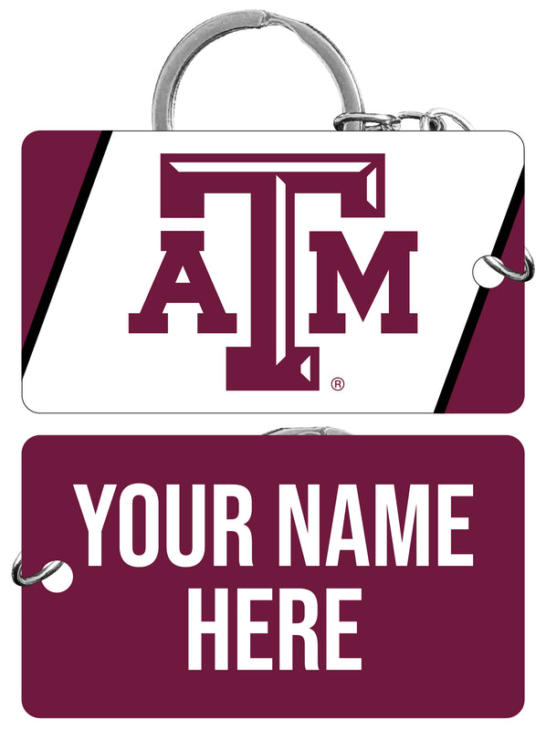 Texas A&M Aggies Customizable Acrylic Keychain 1.5" x 2.75" Officially Licensed
