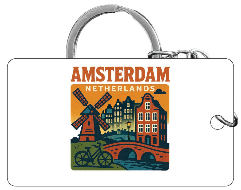 Amsterdam Netherlands Vintage Design Souvenir Acrylic Keychain (1.5" x 2.75")