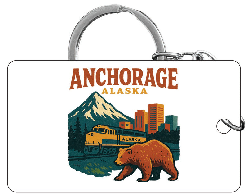 Anchorage Alaska Vintage Design Souvenir Acrylic Keychain (1.5" x 2.75")