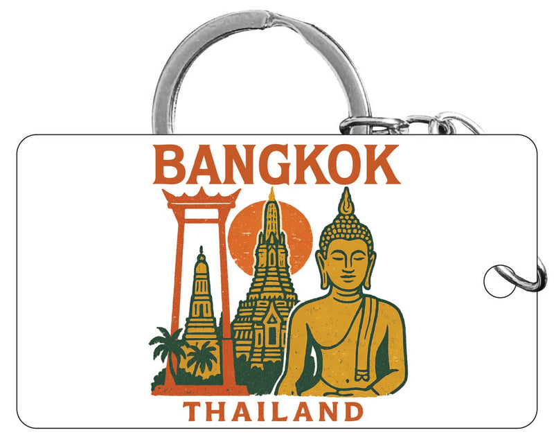 Bangkok Thailand Vintage Design Souvenir Acrylic Keychain (1.5" x 2.75")