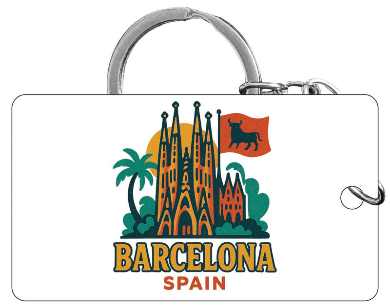 Barcelona Spain Vintage Design Souvenir Acrylic Keychain (1.5" x 2.75")