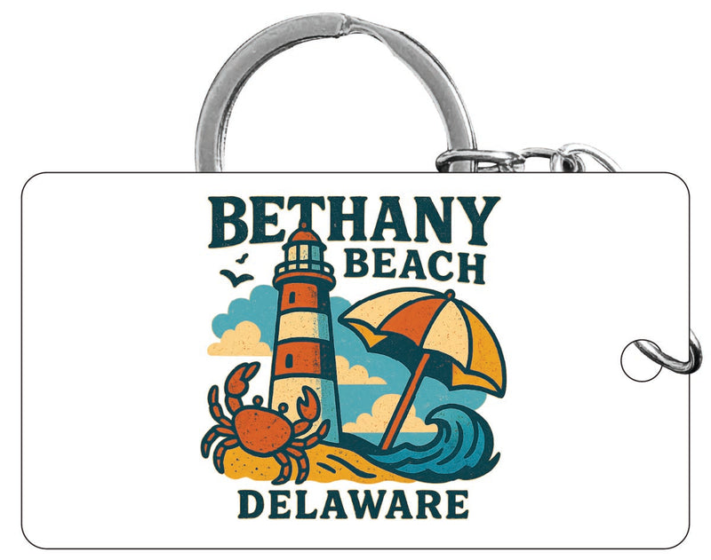 Bethany Beach Delaware Vintage Design Souvenir Acrylic Keychain (1.5" x 2.75")