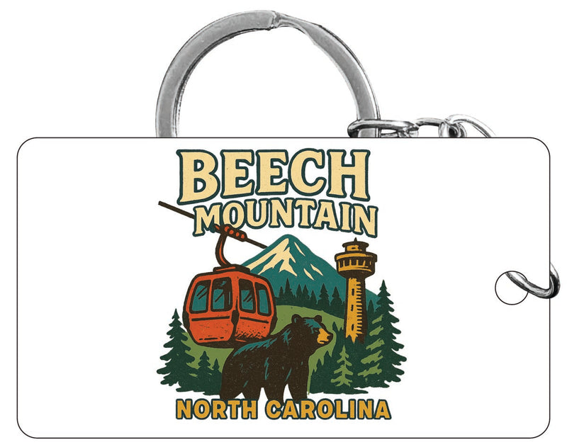 Beech Mountain North Carolina Vintage Design Souvenir Acrylic Keychain (1.5" x 2.75")