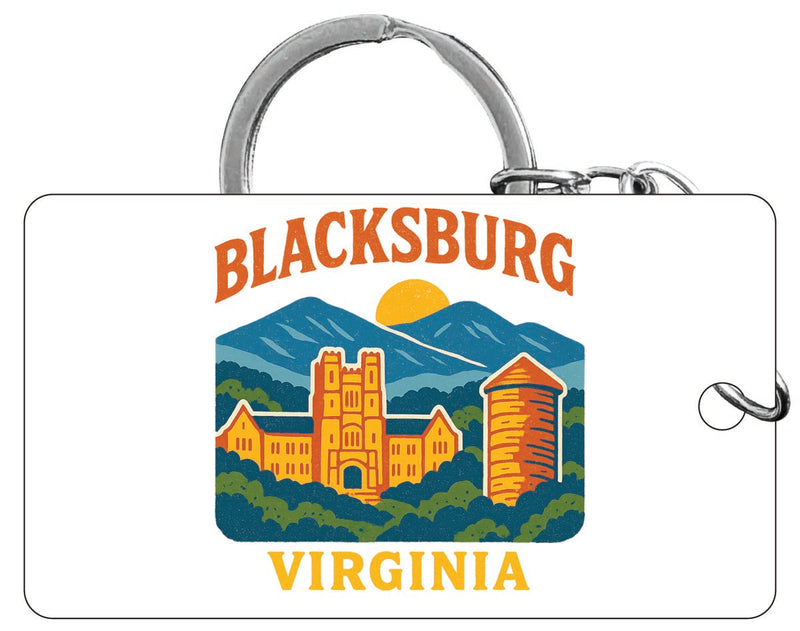 Blacksburg Virginia Vintage Design Souvenir Acrylic Keychain (1.5" x 2.75")
