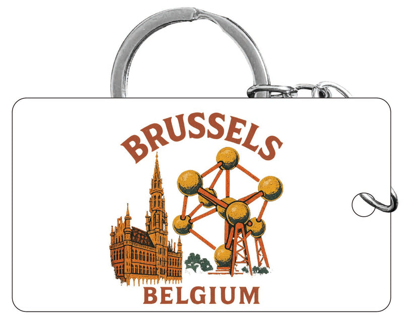 Brussels Belgium Vintage Design Souvenir Acrylic Keychain (1.5" x 2.75")