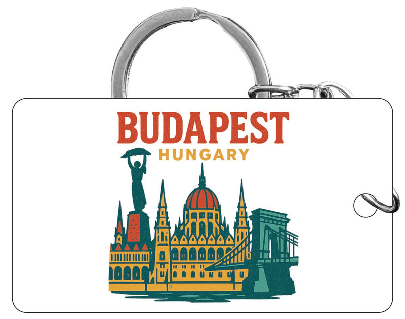 Budapest Hungary Vintage Design Souvenir Acrylic Keychain (1.5" x 2.75")