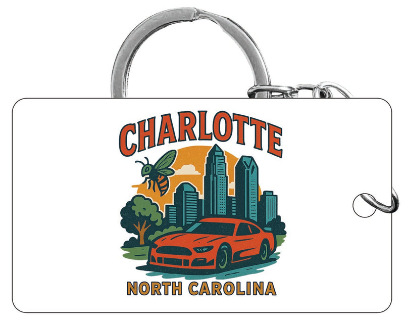 Charlotte North Carolina Vintage Design Souvenir Acrylic Keychain (1.5" x 2.75")