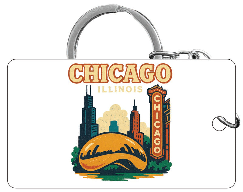 Chicago Illinois Vintage Design Souvenir Acrylic Keychain (1.5" x 2.75")