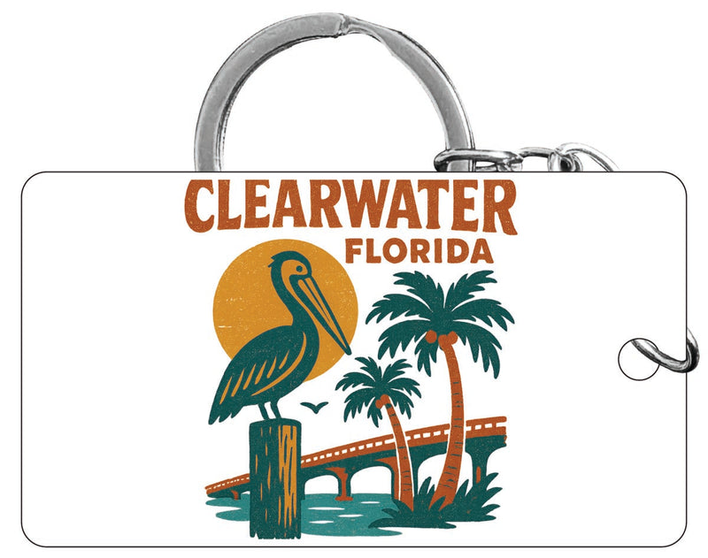 Clearwater Florida Vintage Design Souvenir Acrylic Keychain (1.5" x 2.75")