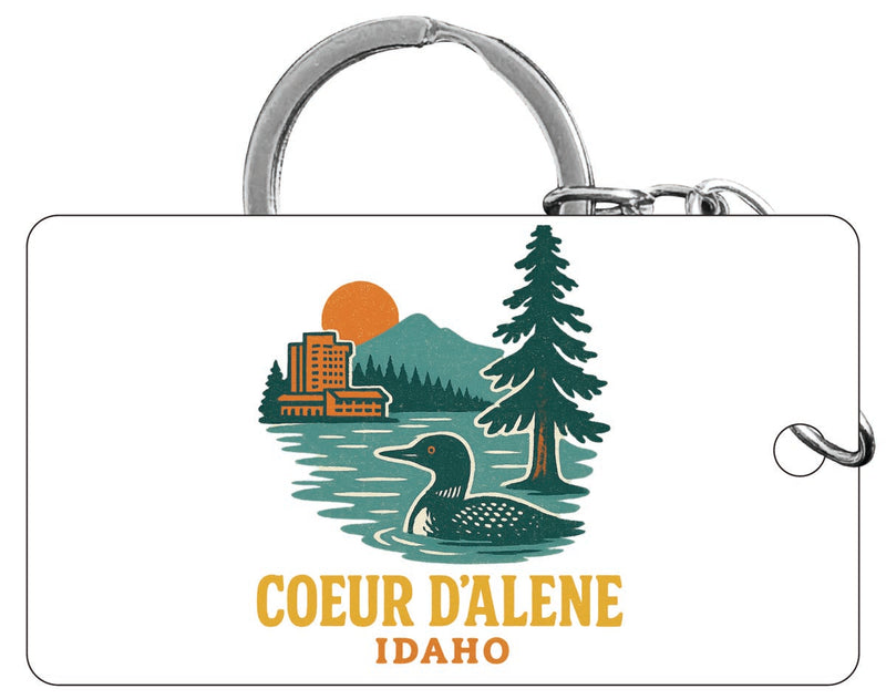 Coeur D'Alene Idaho Vintage Design Souvenir Acrylic Keychain (1.5" x 2.75")