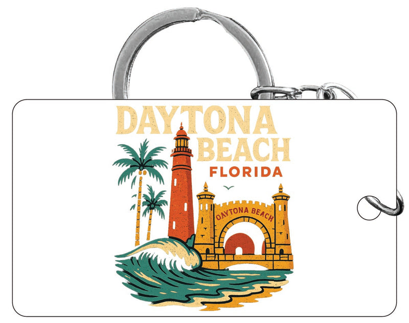 Daytona Beach Florida Vintage Design Souvenir Acrylic Keychain (1.5" x 2.75")