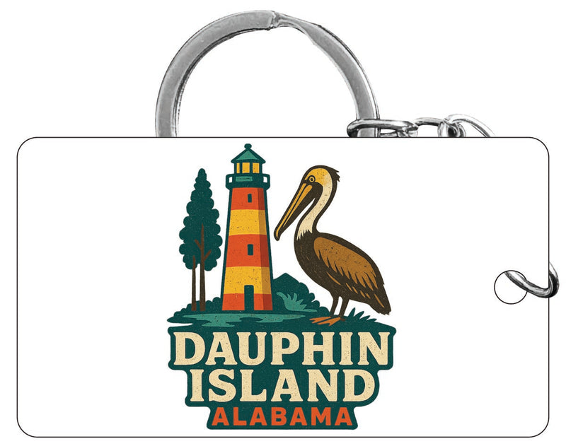 Dauphin Island Alabama Vintage Design Souvenir Acrylic Keychain (1.5" x 2.75")