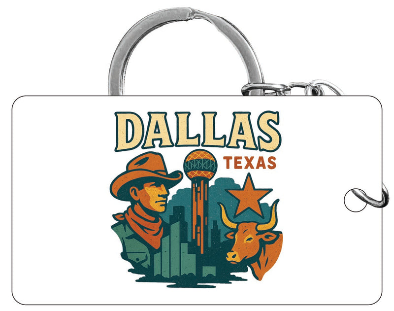 Dallas Texas Vintage Design Souvenir Acrylic Keychain (1.5" x 2.75")