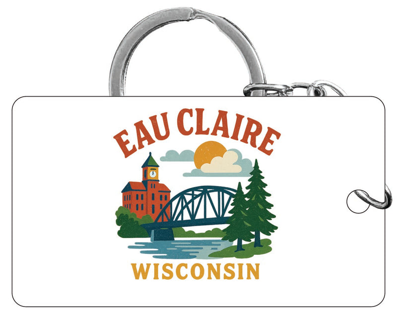 Eau Claire Wisconsin Vintage Design Souvenir Acrylic Keychain (1.5" x 2.75")