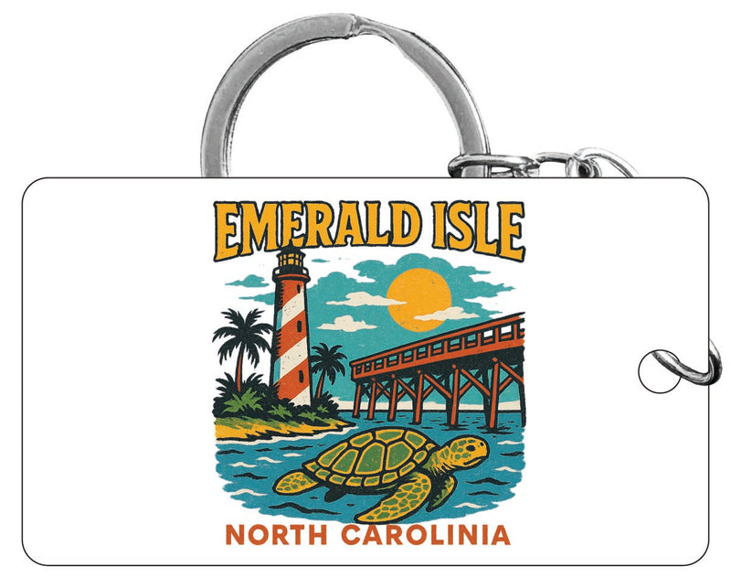 Emerald Isle North Carolina Vintage Design Souvenir Acrylic Keychain (1.5" x 2.75")
