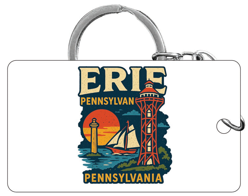 Erie Pennsylvania Vintage Design Souvenir Acrylic Keychain (1.5" x 2.75")