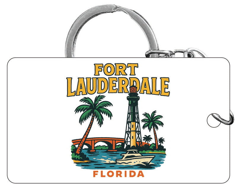Fort Lauderdale Florida Vintage Design Souvenir Acrylic Keychain (1.5" x 2.75")