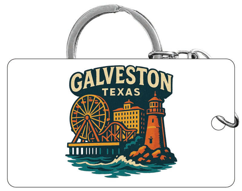 Galveston Texas Vintage Design Souvenir Acrylic Keychain (1.5" x 2.75")